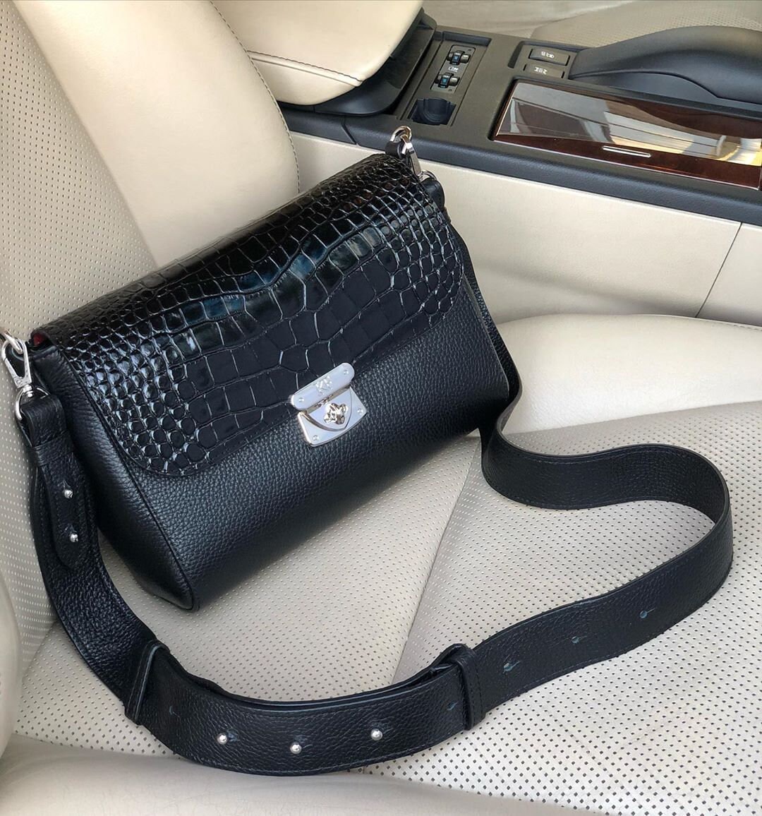 Leather Cross body Bag, Black Leather Shoulder Bag, Women's Leather Crossbody Bag, Leather bag KF-3801 - Image 6