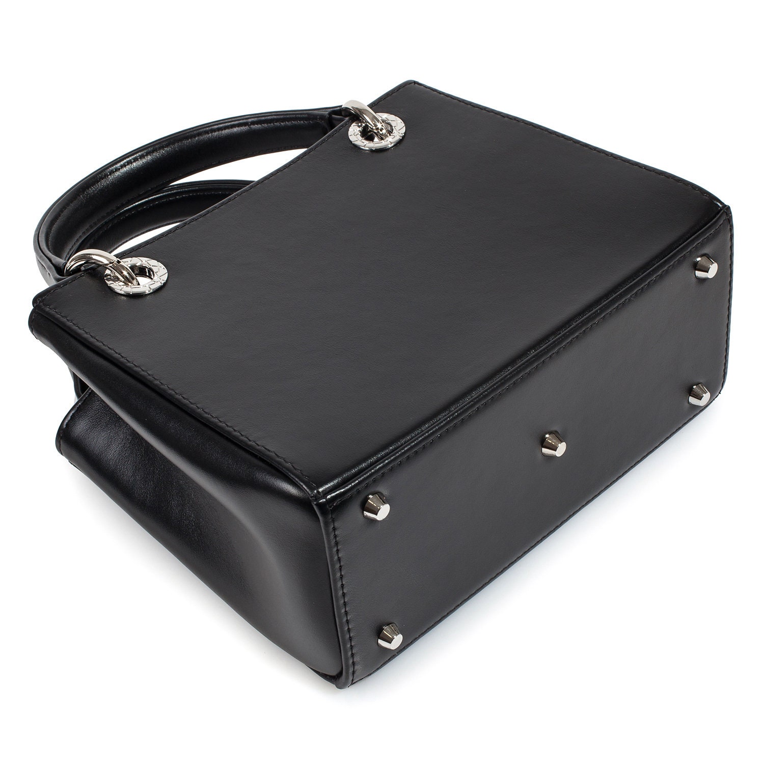 Leather Top Handle Bag, Black Leather Handbag Top Handle, Women's Leather Bag KF-3879 - Image 6