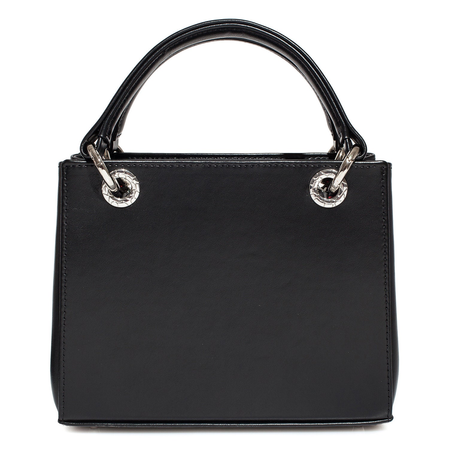Leather Top Handle Bag, Black Leather Handbag Top Handle, Women's Leather Bag KF-3879 - Image 4