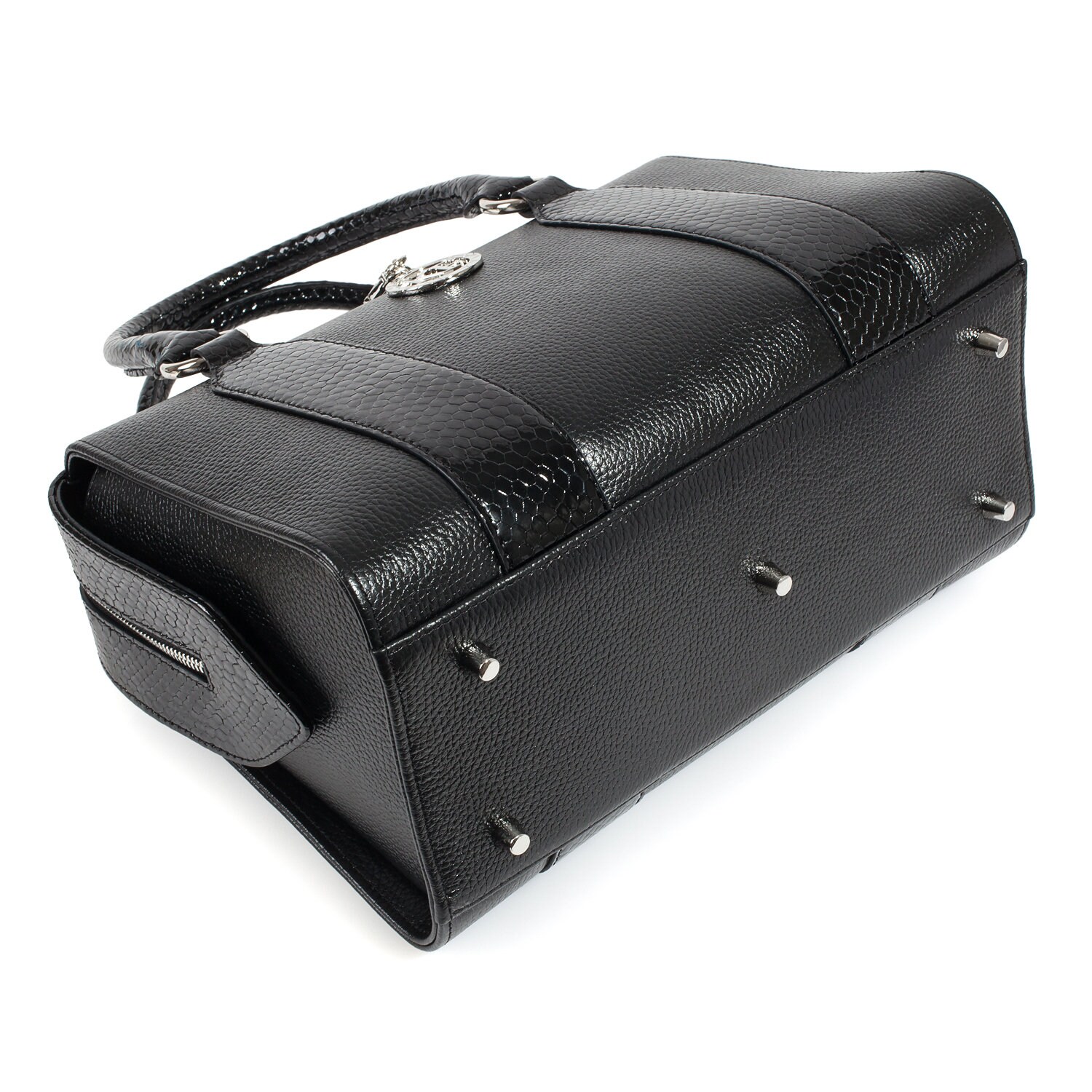 Leather Top Handle Bag, Black Leather Handbag Top Handle, Women's Leather Bag KF-3862 - Image 6
