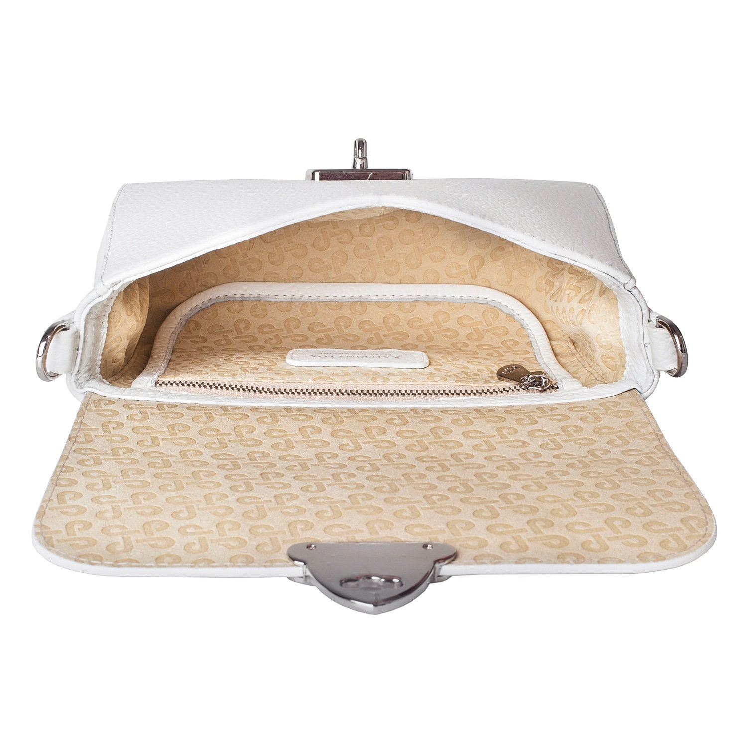 Leather Crossbody Bag, White Leather Shoulder Bag, Women's Leather Cross body Bag, Leather bag KF-3911 - Image 5