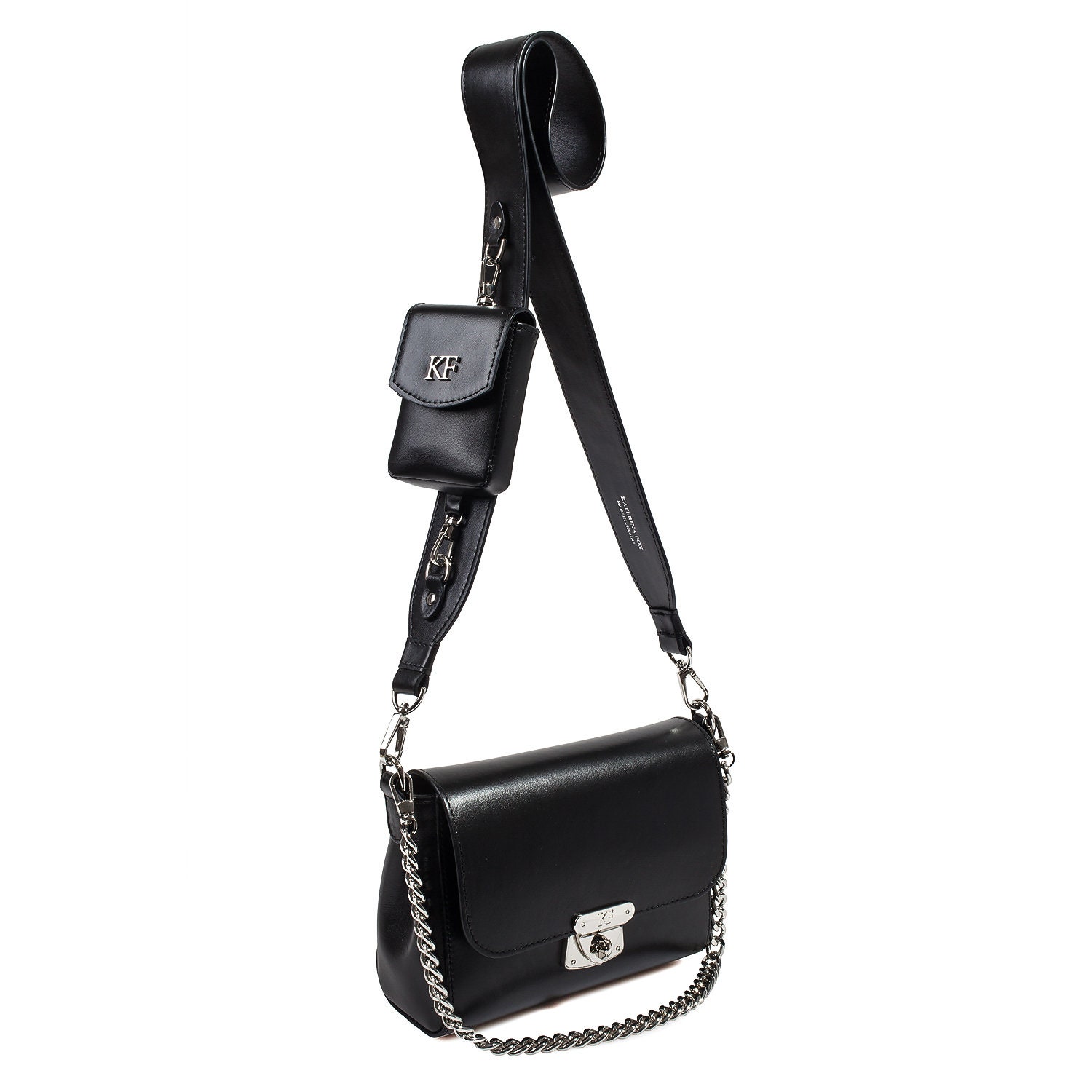 Leather Cross body Bag, Black Leather Shoulder Bag, Women's Leather Crossbody Bag, Leather bag KF-3865 - Image 3