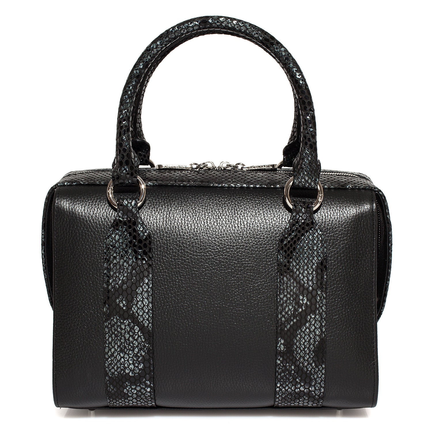 Leather Top Handle Bag, Black Leather Handbag Top Handle, Women's Leather Bag KF-3940 - Image 4
