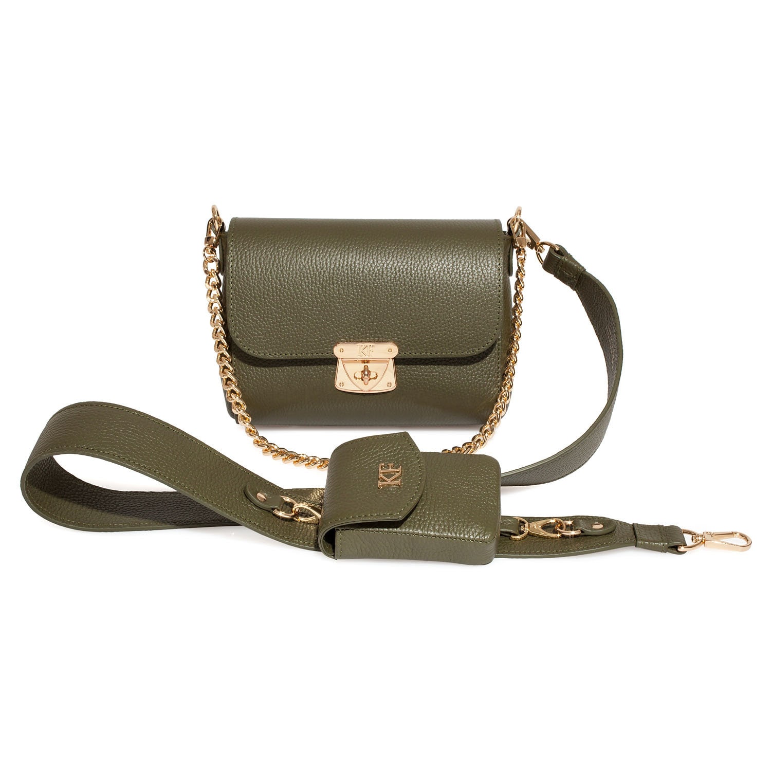 Leather Cross body Bag, Olive Leather Shoulder Bag, Women's Leather Crossbody Bag, Leather bag KF-3810 - Image 2