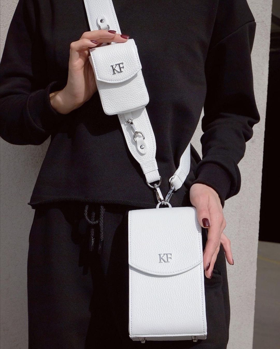 Leather Cross body Bag, White Leather Shoulder Bag, Women's Leather Crossbody Bag, Leather bag KF-3912 - Image 2
