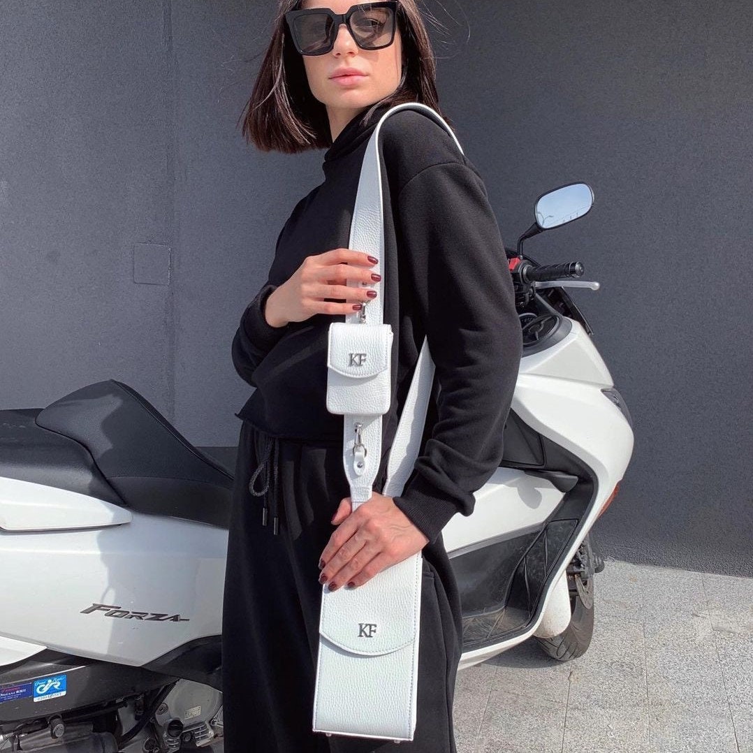 Leather Cross body Bag, White Leather Shoulder Bag, Women's Leather Crossbody Bag, Leather bag KF-3912