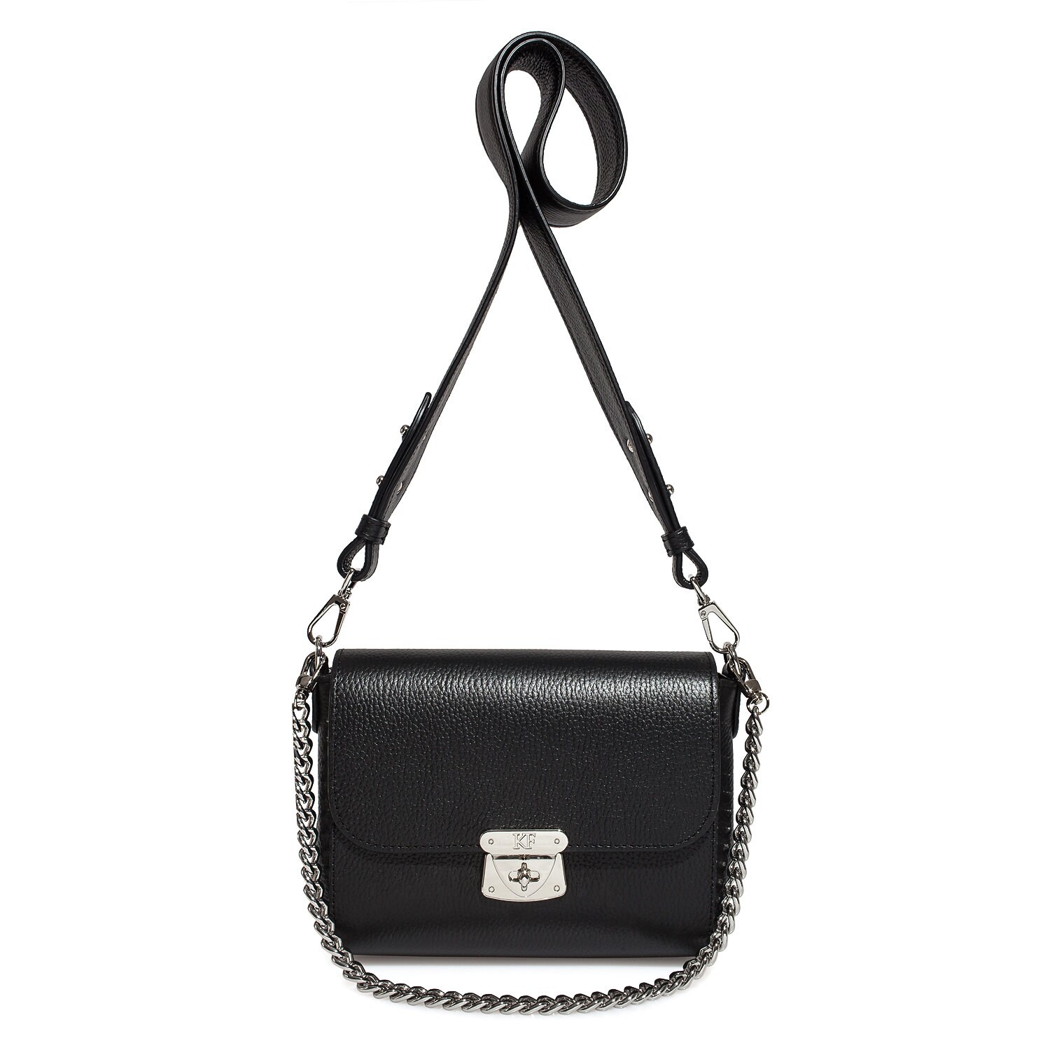 Leather Cross body Bag, Black Leather Shoulder Bag, Women's Leather Crossbody Bag, Leather bag KF-3924 - Image 3