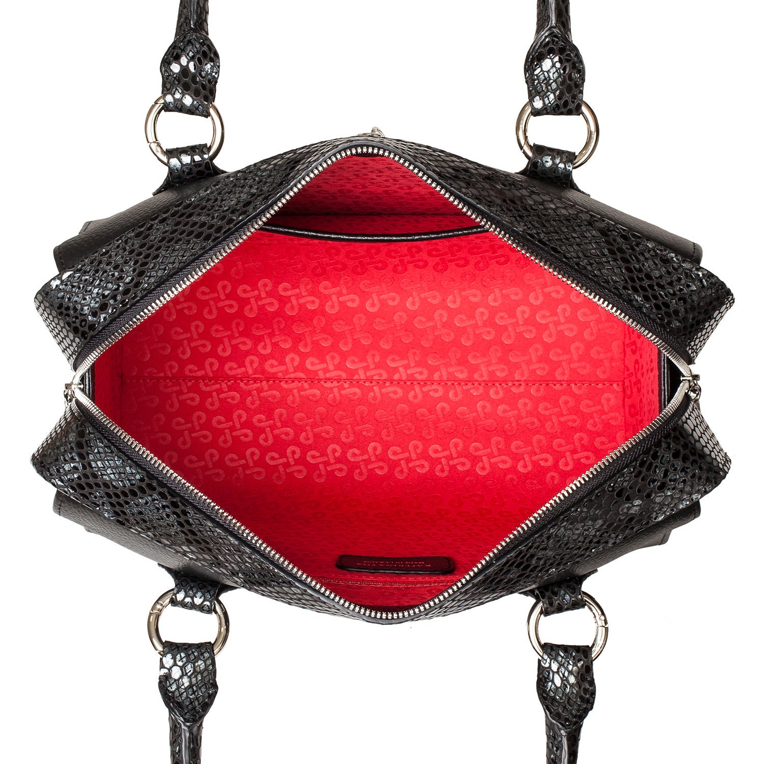 Leather Top Handle Bag, Black Leather Handbag Top Handle, Women's Leather Bag KF-3940 - Image 5