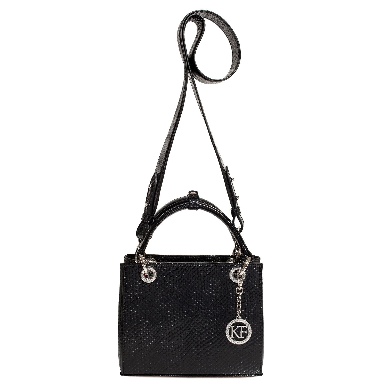 Leather Top Handle Bag, Black Leather Handbag Top Handle, Women's Leather Bag KF-4016 - Image 3