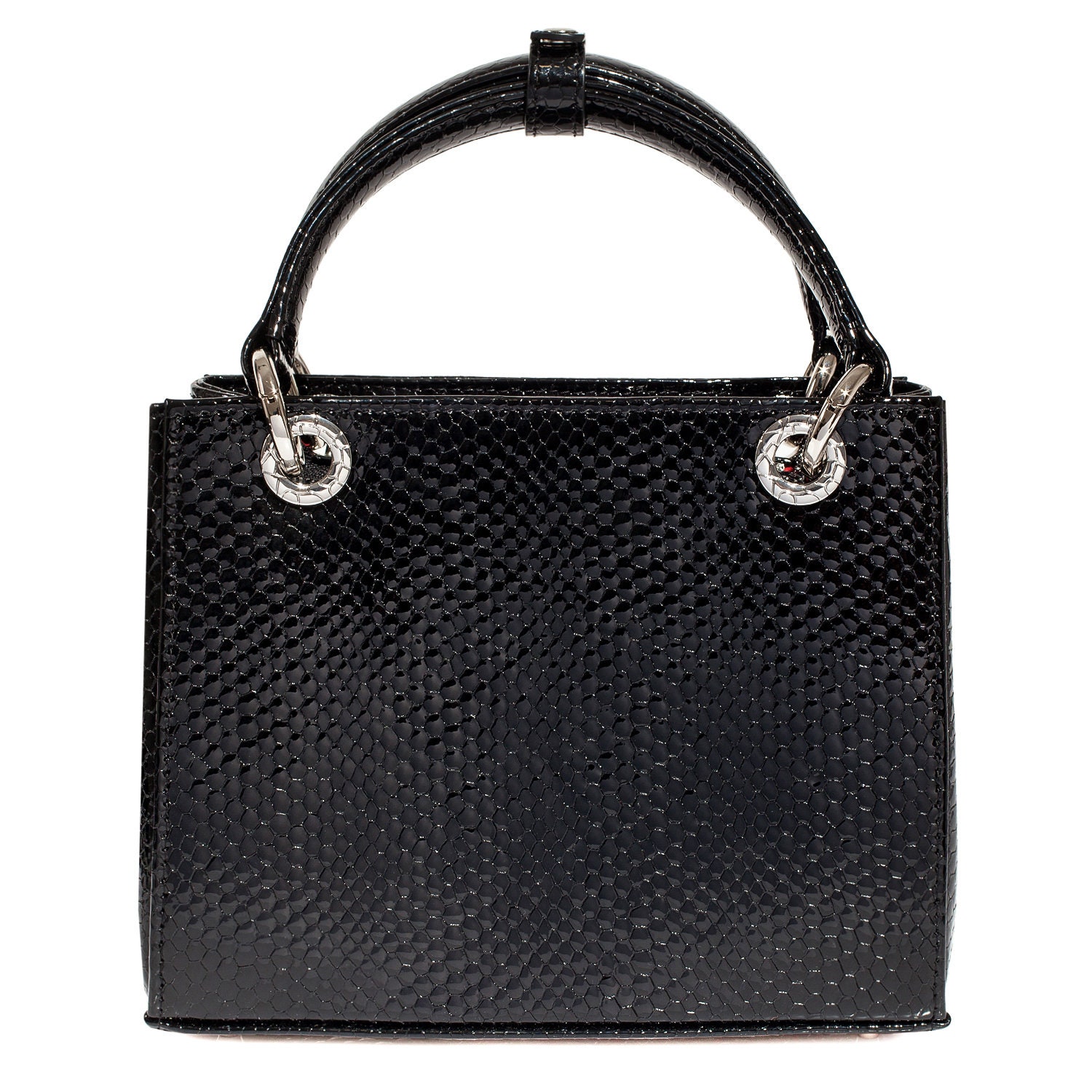 Leather Top Handle Bag, Black Leather Handbag Top Handle, Women's Leather Bag KF-4016 - Image 5