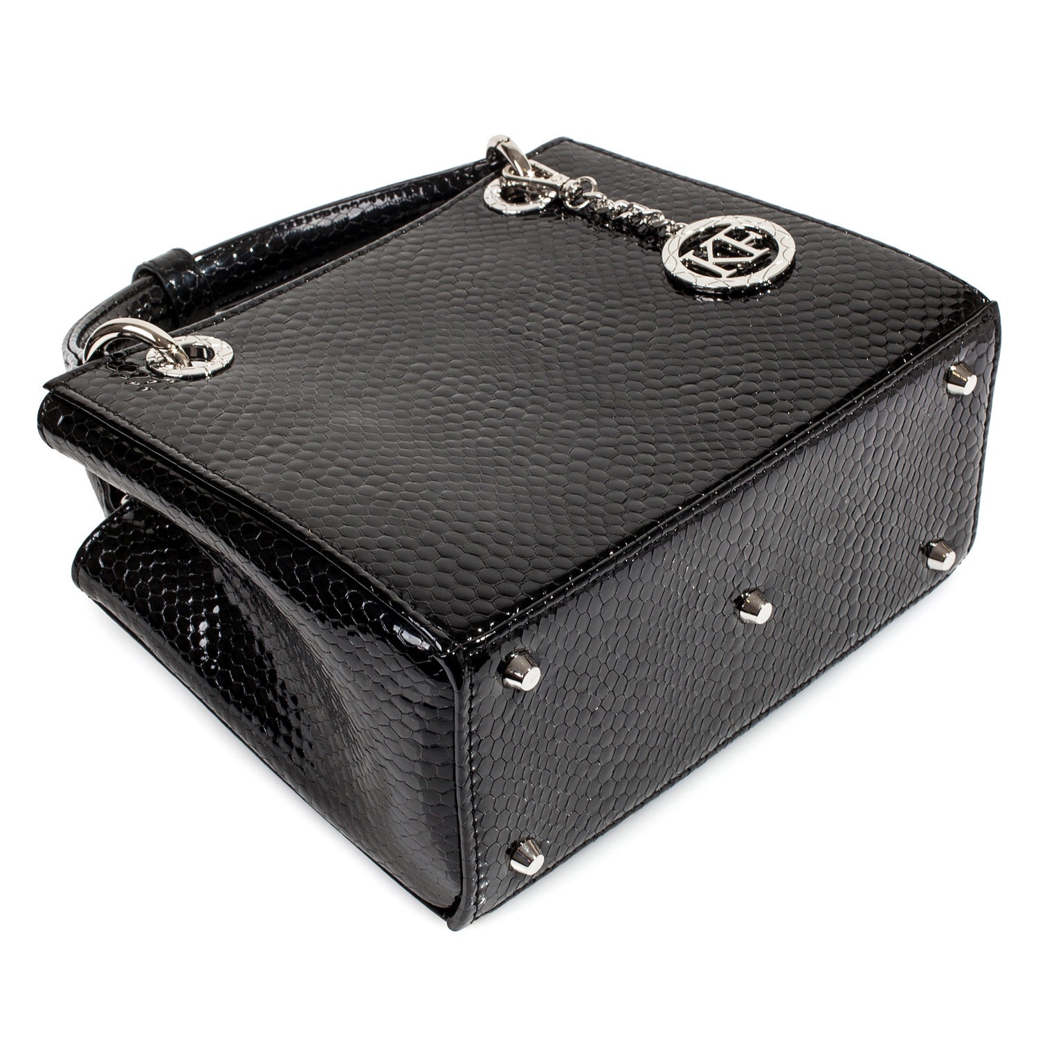 Leather Top Handle Bag, Black Leather Handbag Top Handle, Women's Leather Bag KF-4016 - Image 6