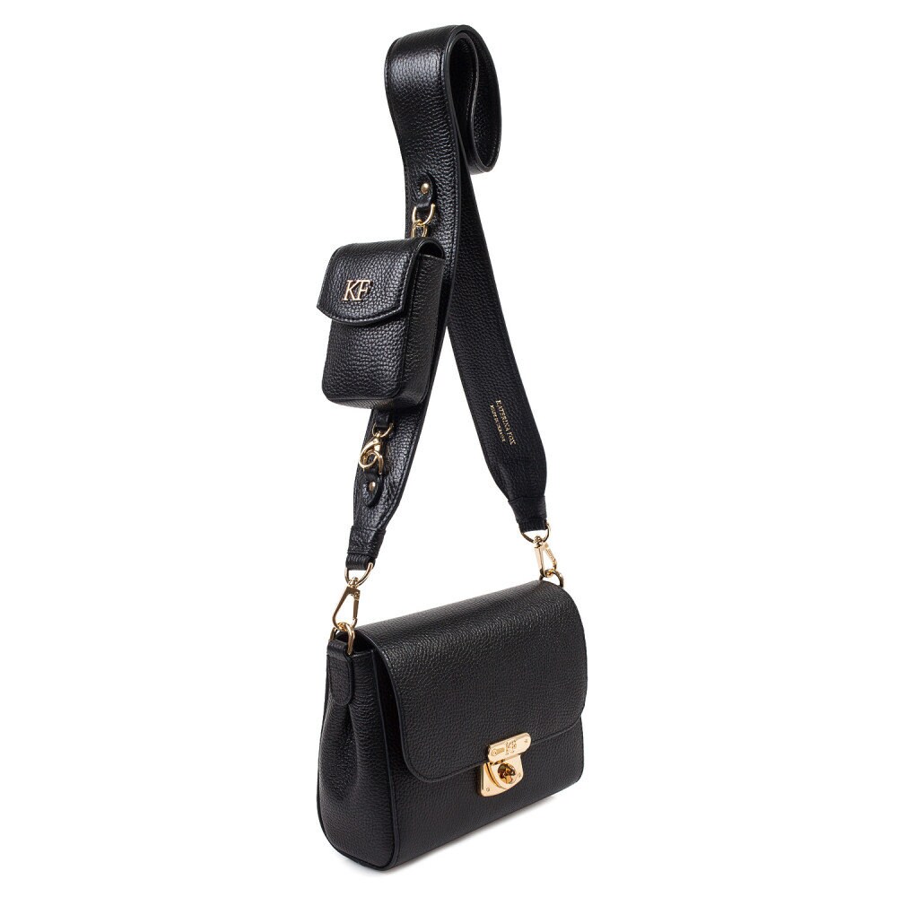 Leather Cross body Bag, Black Leather Shoulder Bag, Women's Leather Crossbody Bag, Leather bag KF-3809 - Image 4