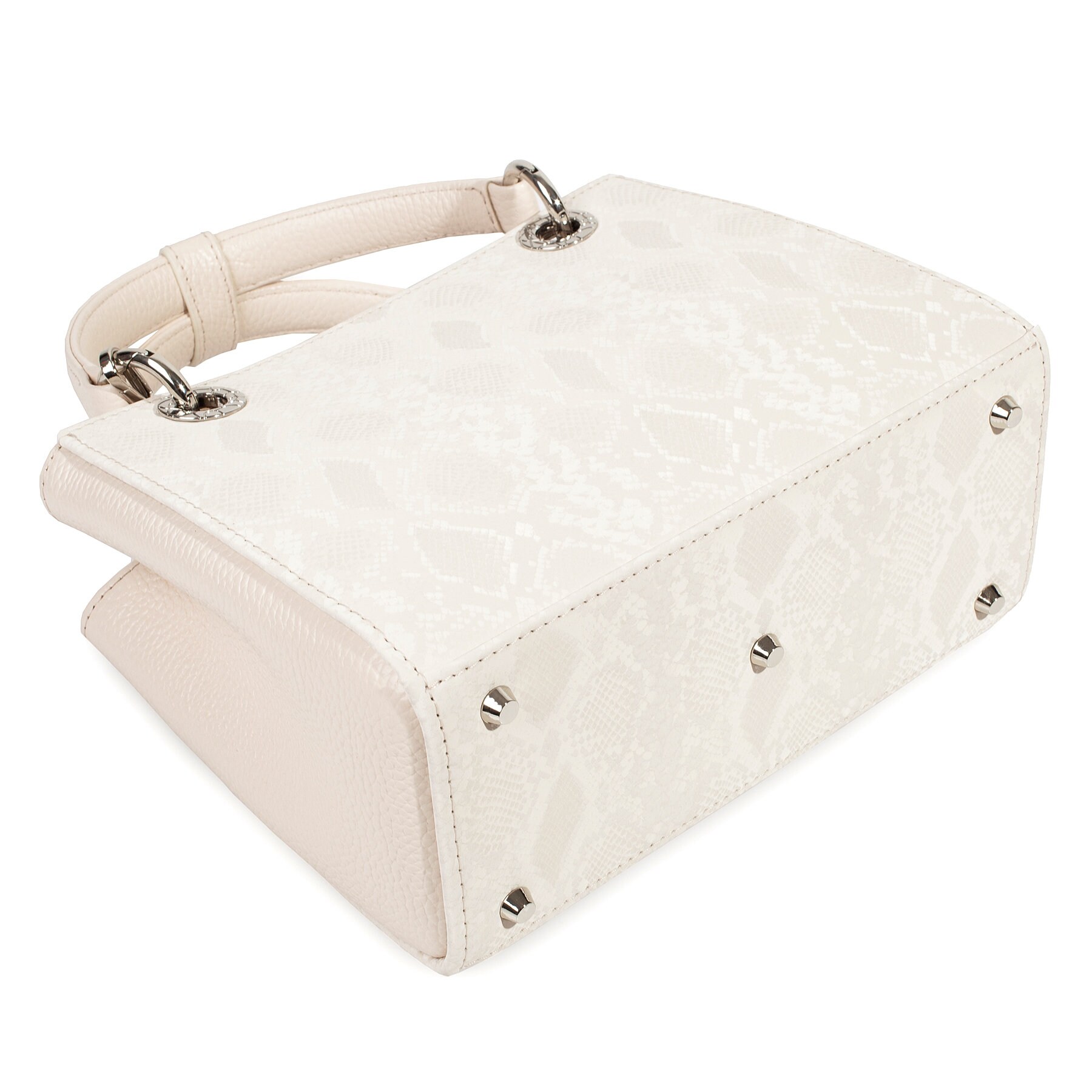 Leather Top Handle Bag, Light beige Leather Handbag Top Handle, Women's Leather Bag KF-4301 - Image 3