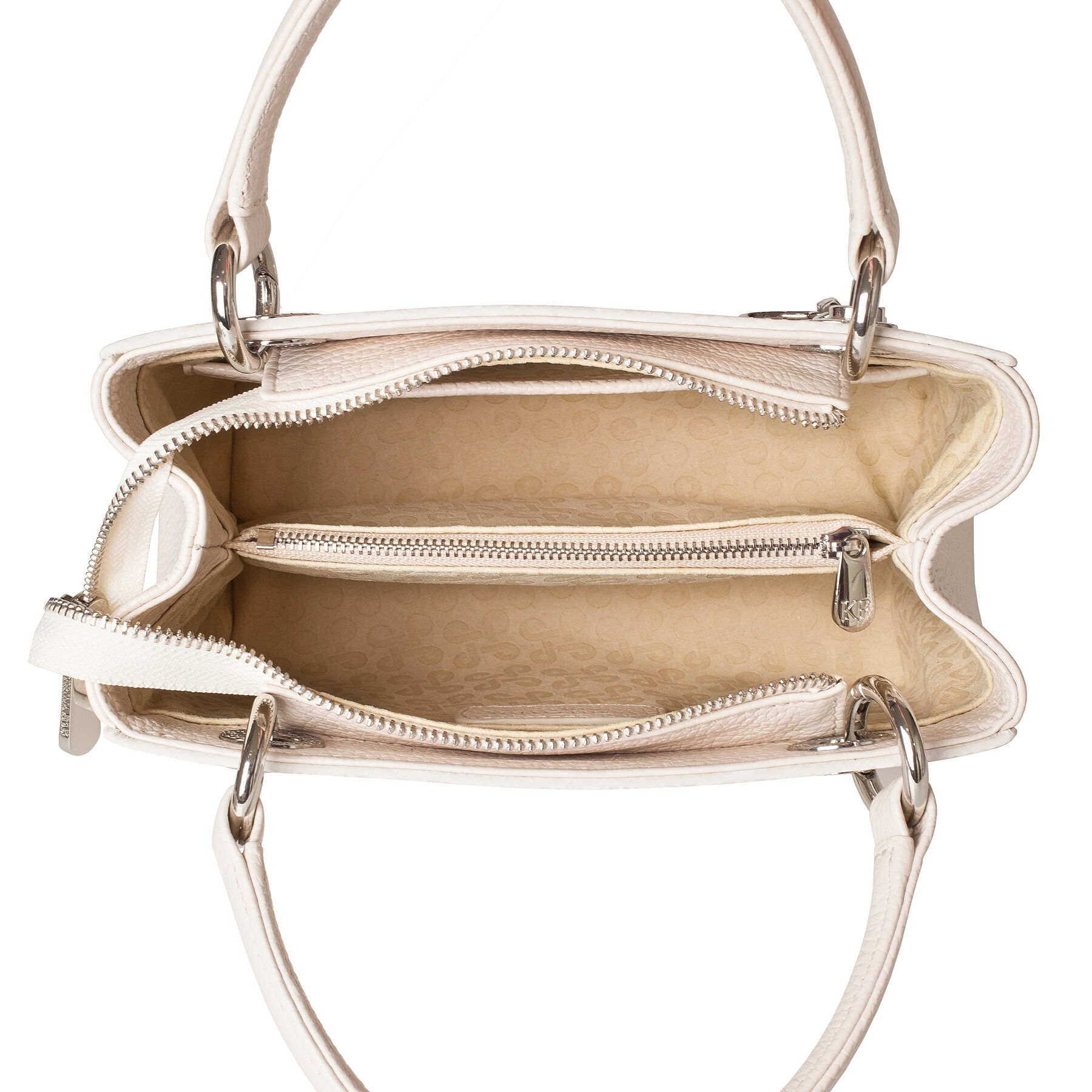 Leather Top Handle Bag, Light beige Leather Handbag Top Handle, Women's Leather Bag KF-4301 - Image 4