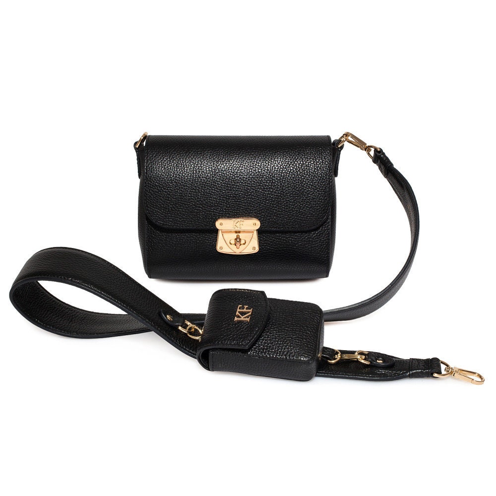 Leather Cross body Bag, Black Leather Shoulder Bag, Women's Leather Crossbody Bag, Leather bag KF-3809 - Image 3
