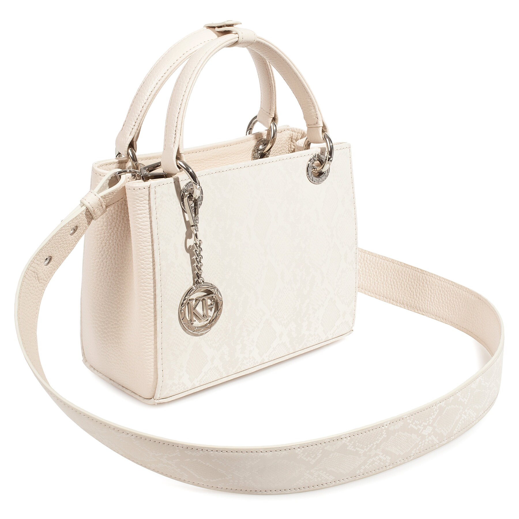 Leather Top Handle Bag, Light beige Leather Handbag Top Handle, Women's Leather Bag KF-4301 - Image 2