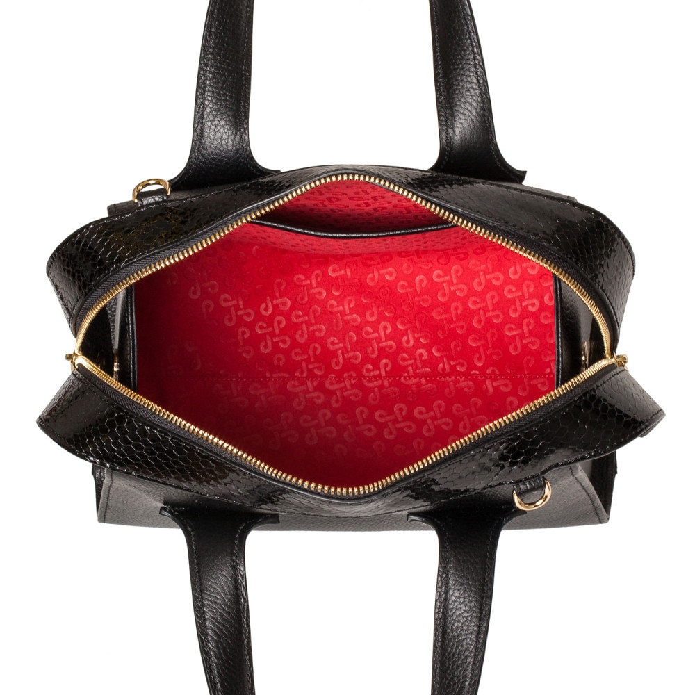 Leather Top Handle Bag, Black Leather Handbag Top Handle, Women's Leather Bag KF-4047 - Image 4