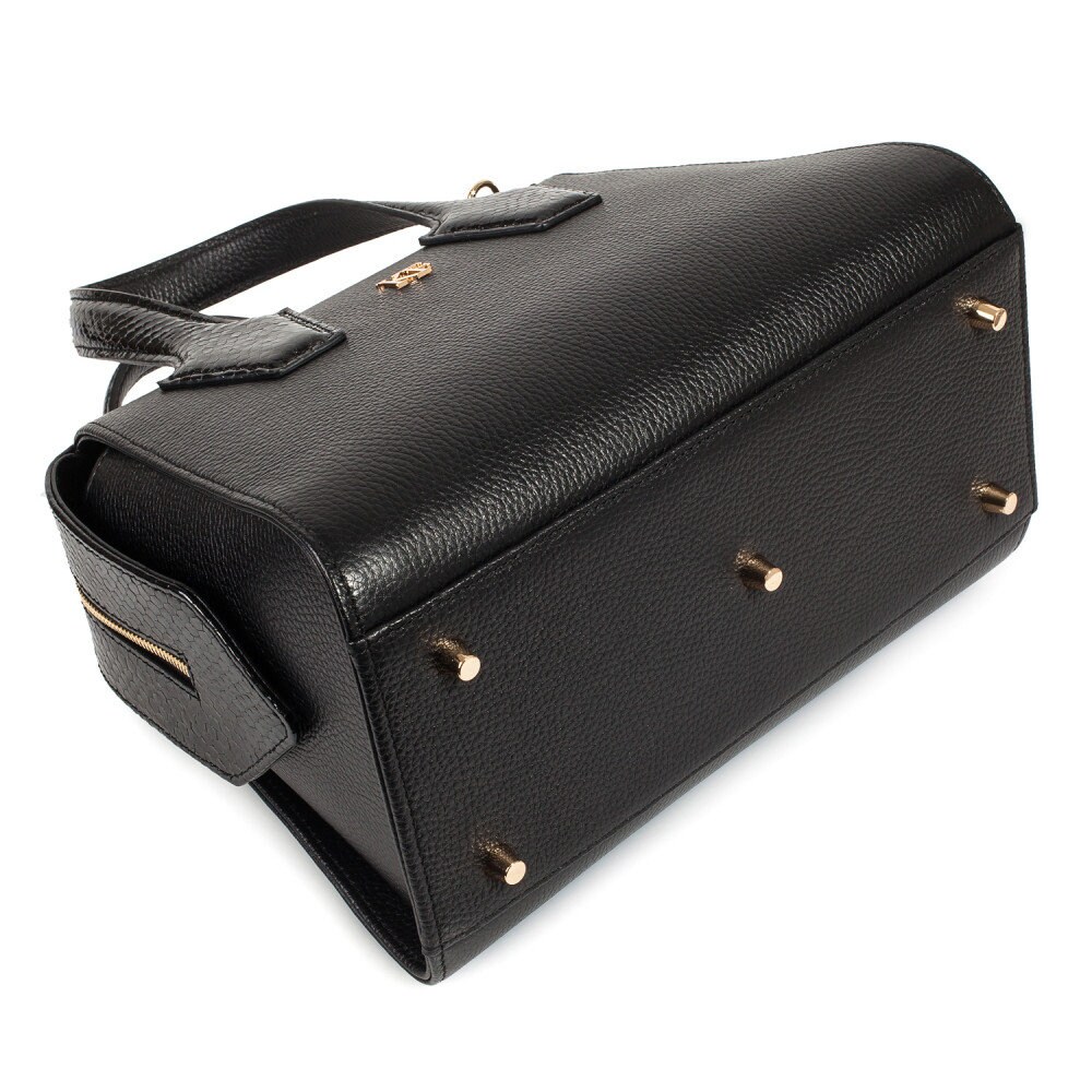 Leather Top Handle Bag, Black Leather Handbag Top Handle, Women's Leather Bag KF-4047 - Image 5
