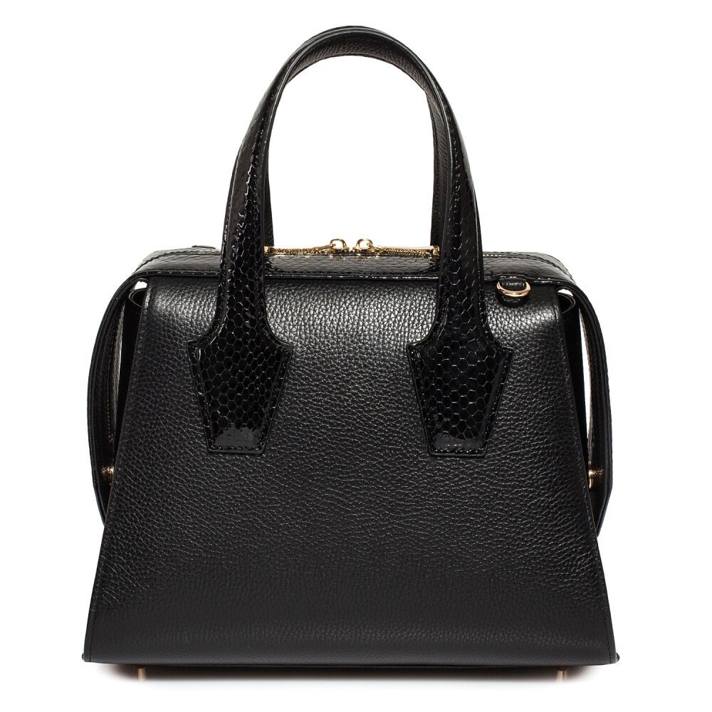 Leather Top Handle Bag, Black Leather Handbag Top Handle, Women's Leather Bag KF-4047 - Image 6