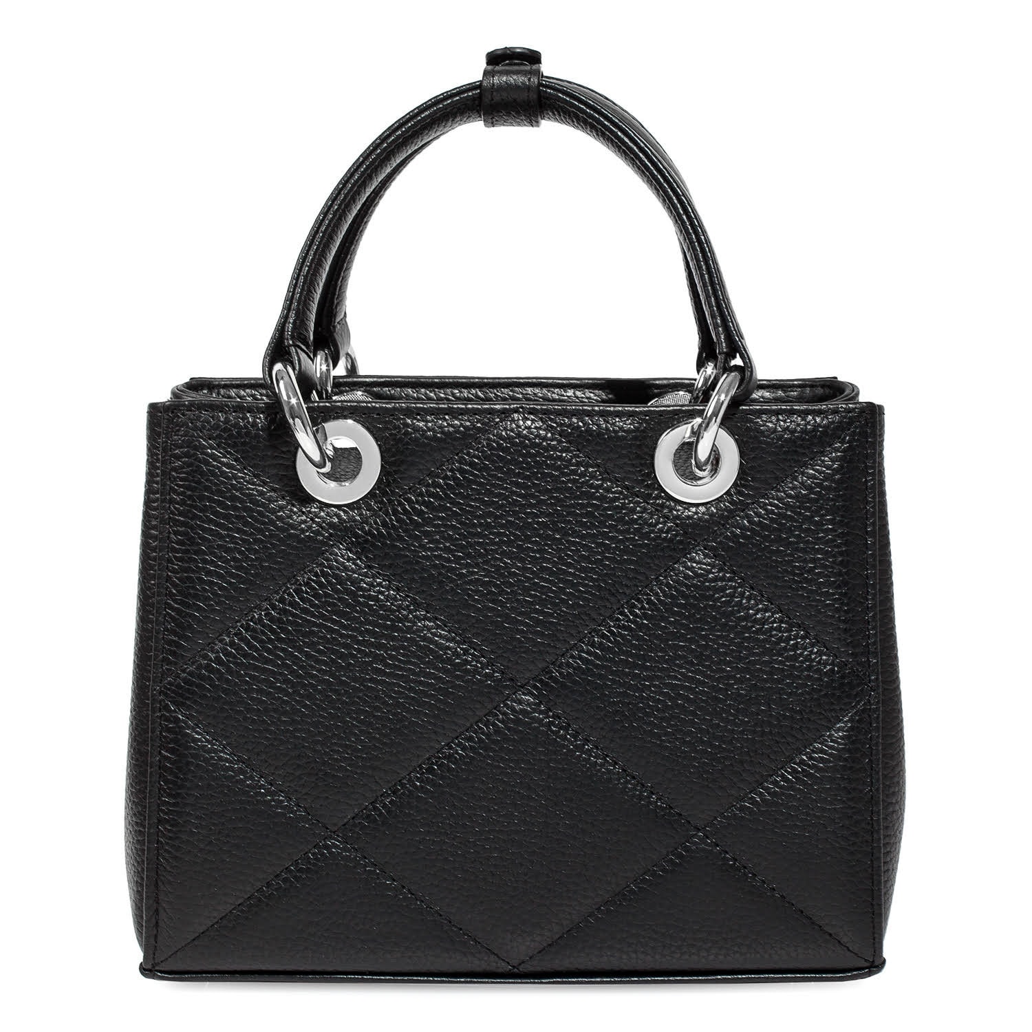 Leather Top Handle Bag, Black Leather Handbag Top Handle, Women's Leather Bag KF-4504 - Image 6