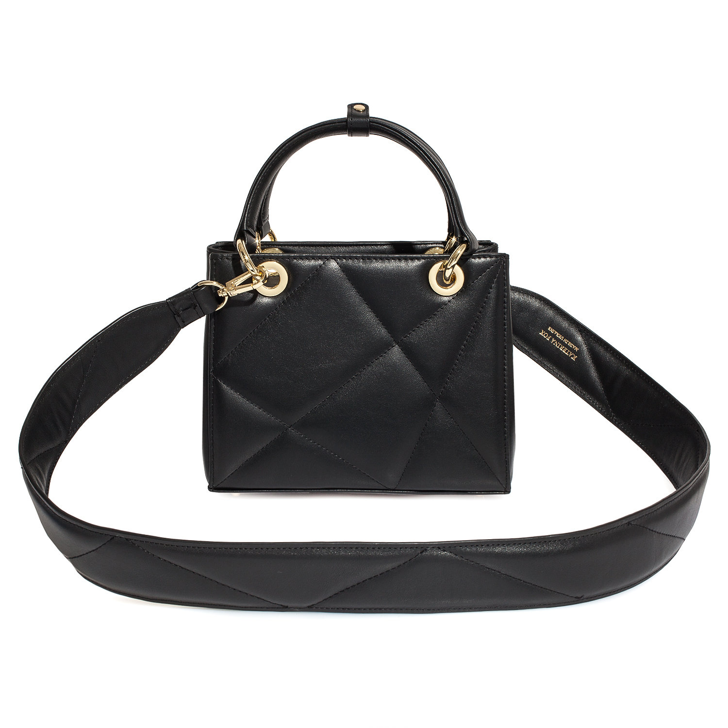 Leather Top Handle Bag, Black Leather Handbag Top Handle, Women's Leather Bag KF-4481 - Image 2