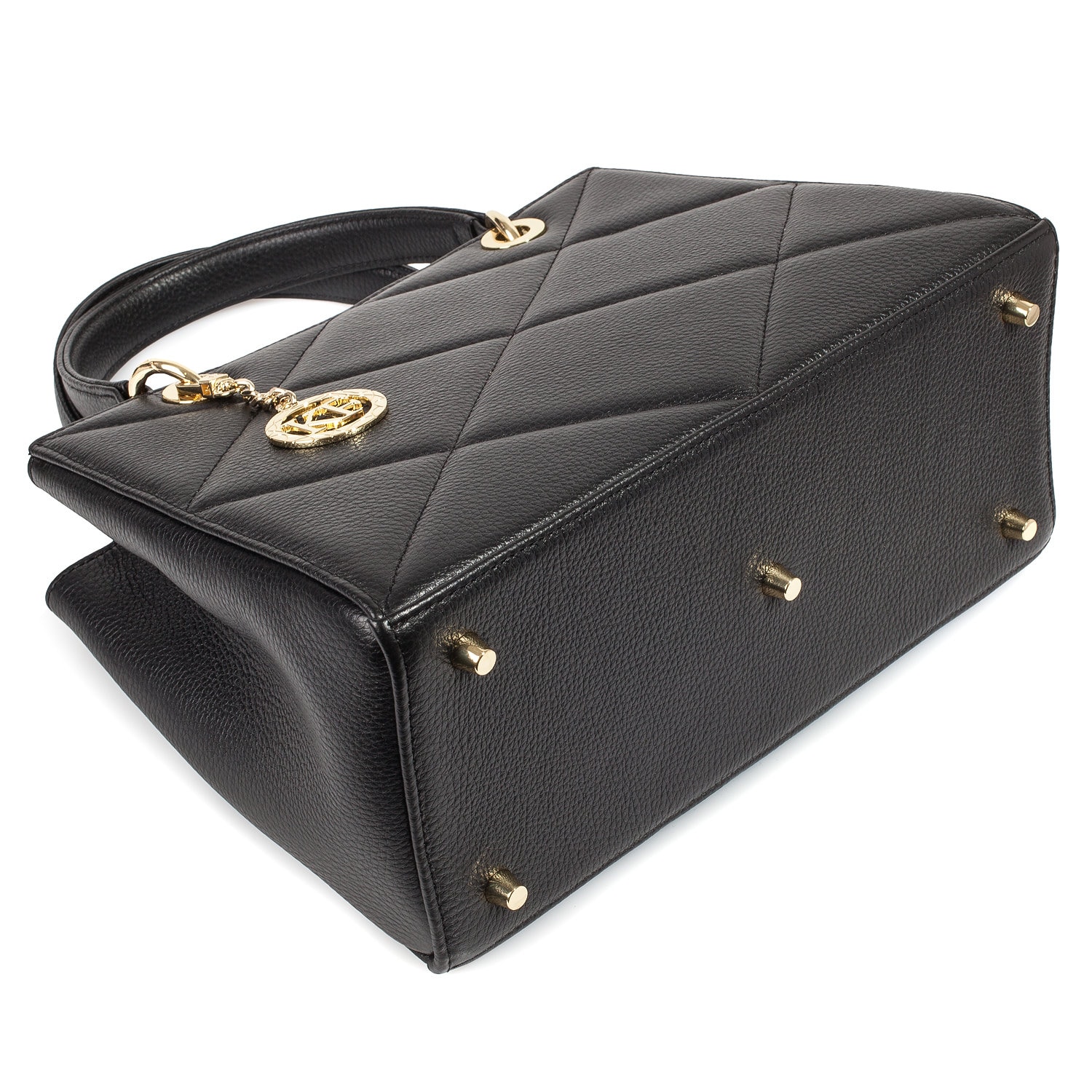 Leather Top Handle Bag, Black Leather Handbag Top Handle, Women's Leather Bag KF-4482 - Image 4