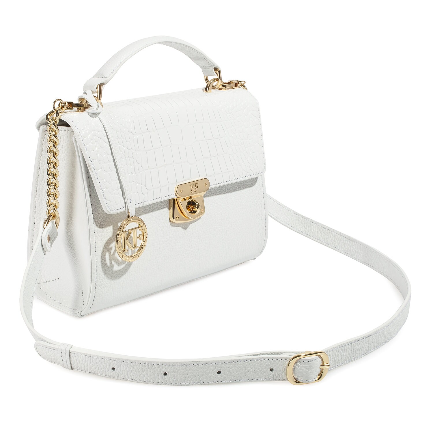 Leather Cross body Bag, White Leather Shoulder Bag, Women's Leather Crossbody Bag, Leather bag KF-4273 - Image 4