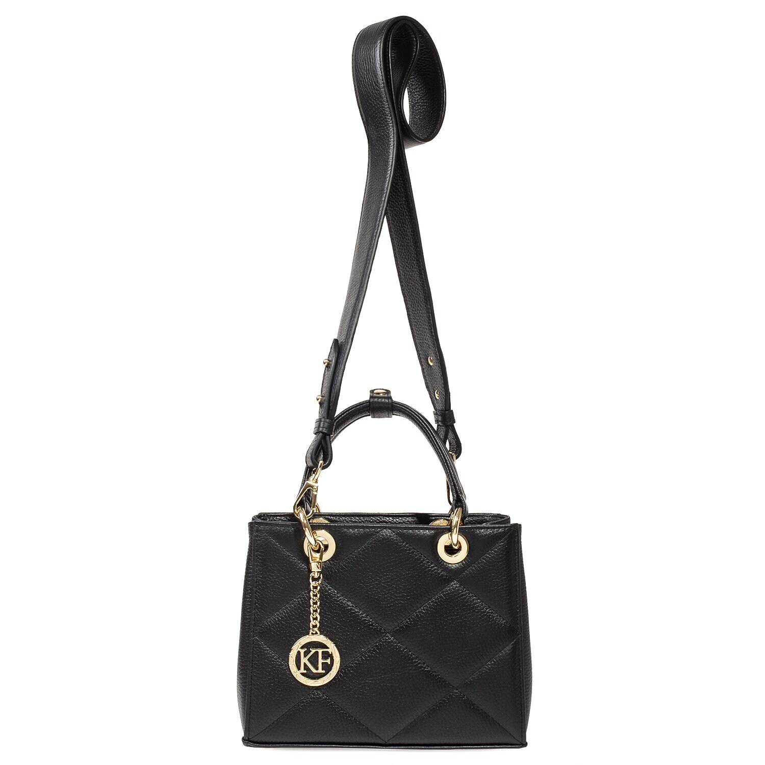 Leather Top Handle Bag, Black Leather Handbag Top Handle, Women's Leather Bag KF-4505 - Image 3