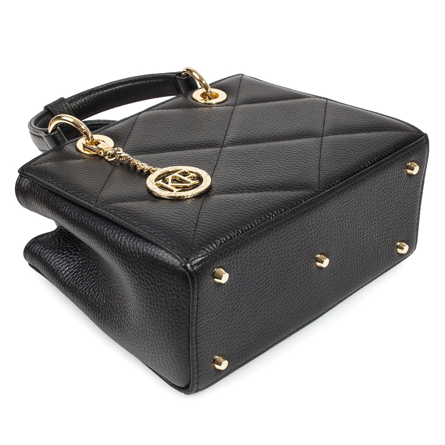 Leather Top Handle Bag, Black Leather Handbag Top Handle, Women's Leather Bag KF-4505 - Image 4