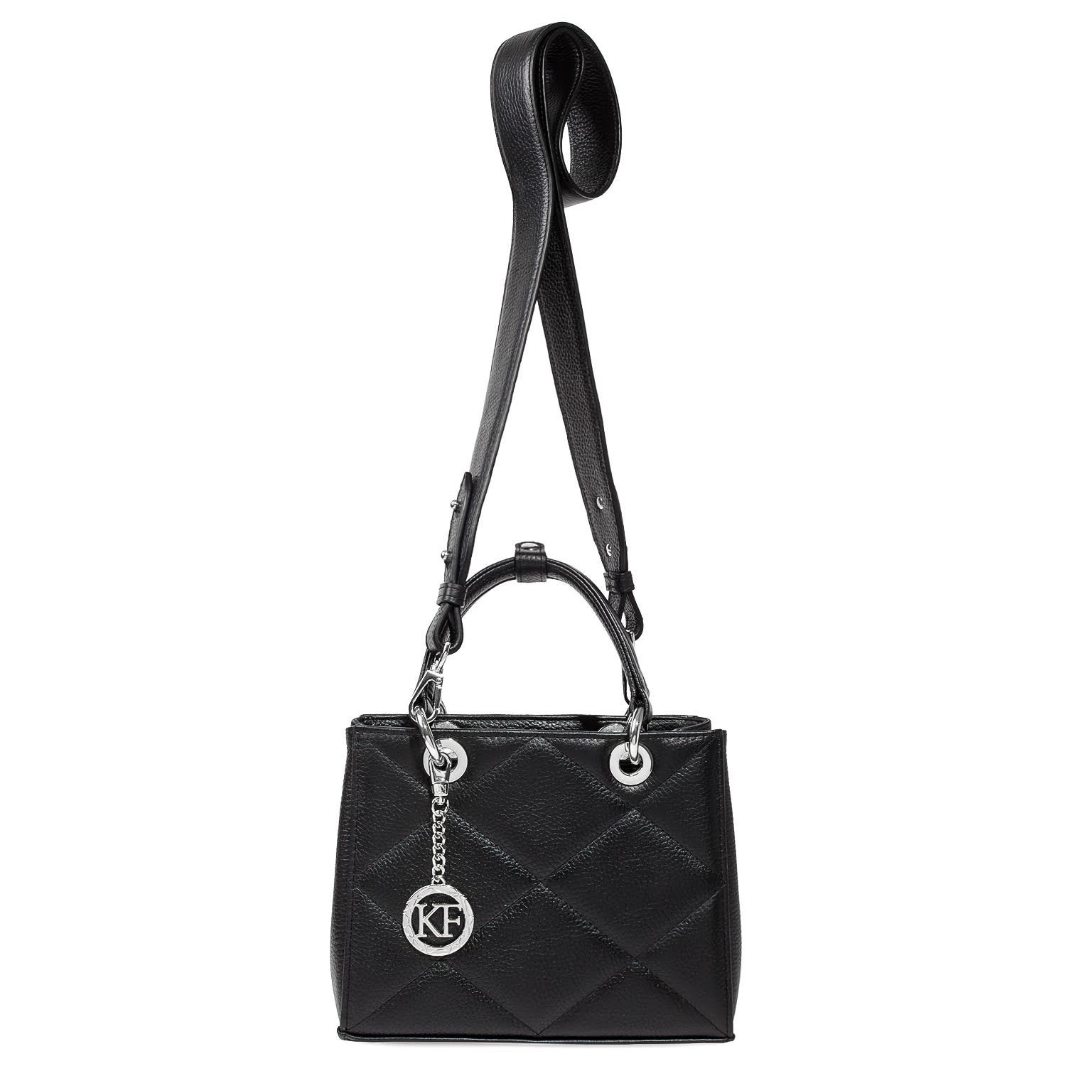 Leather Top Handle Bag, Black Leather Handbag Top Handle, Women's Leather Bag KF-4504 - Image 3