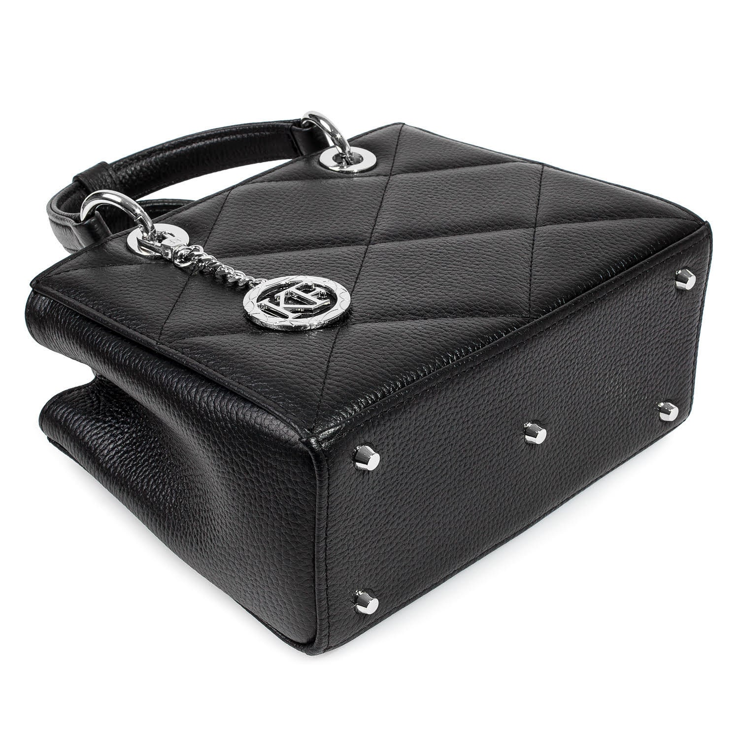 Leather Top Handle Bag, Black Leather Handbag Top Handle, Women's Leather Bag KF-4504 - Image 4