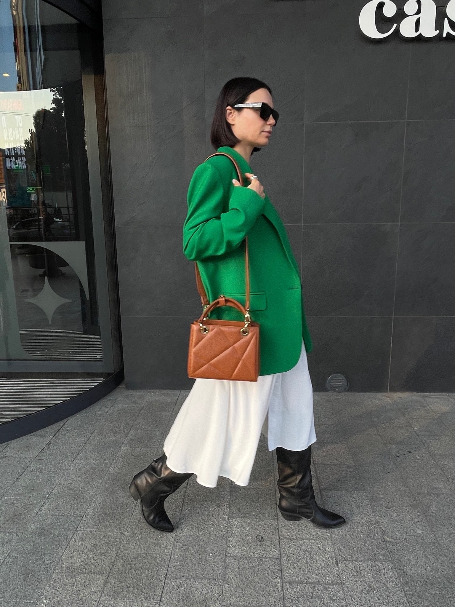 Leather Top Handle Bag, Cream Leather Handbag Top Handle, Women's Leather Bag KF-4892 - Image 8