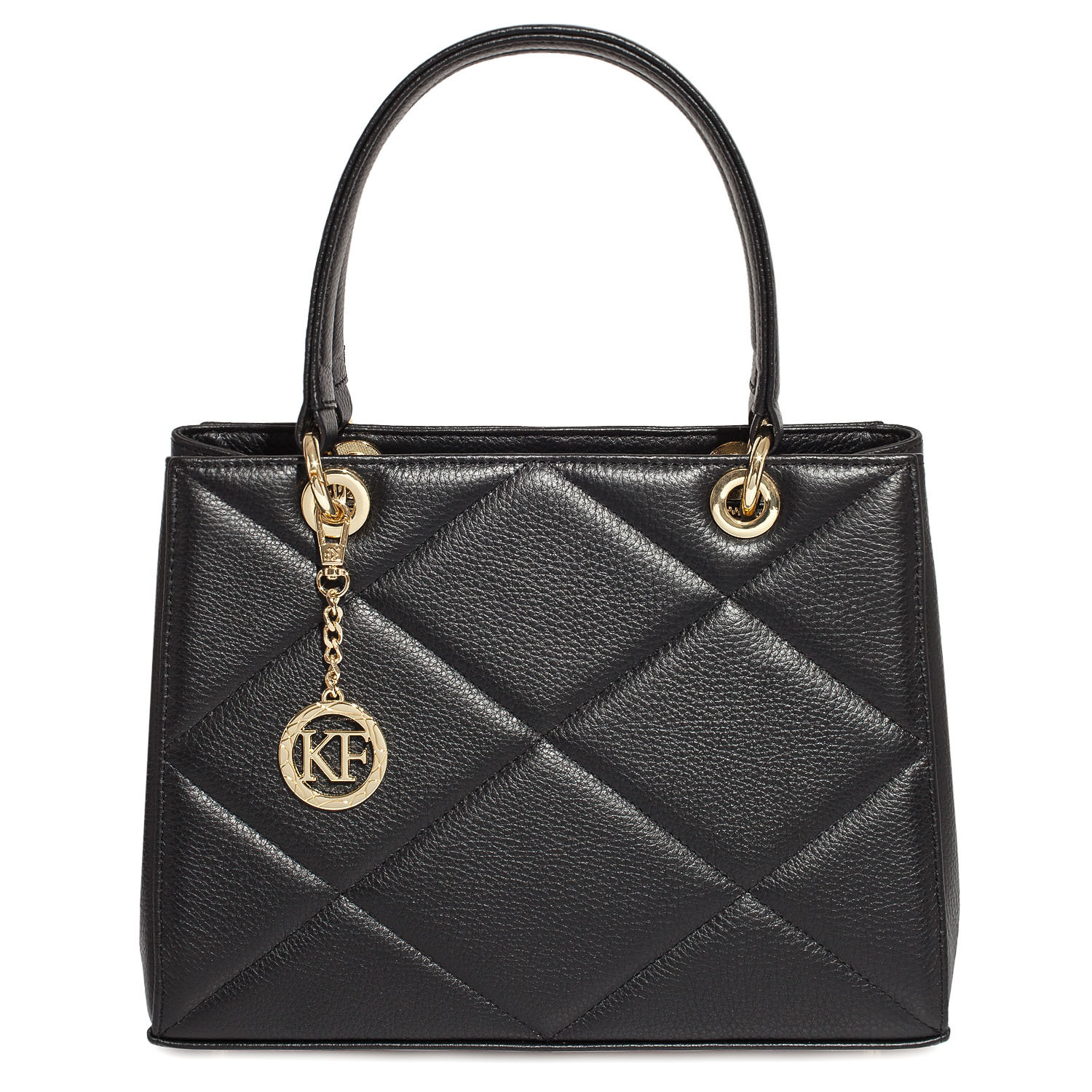 Leather Top Handle Bag, Black Leather Handbag Top Handle, Women's Leather Bag KF-4482