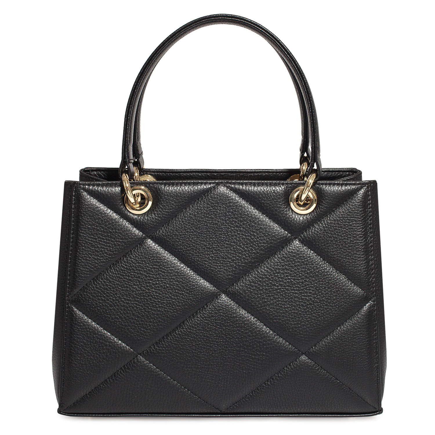 Leather Top Handle Bag, Black Leather Handbag Top Handle, Women's Leather Bag KF-4482 - Image 2