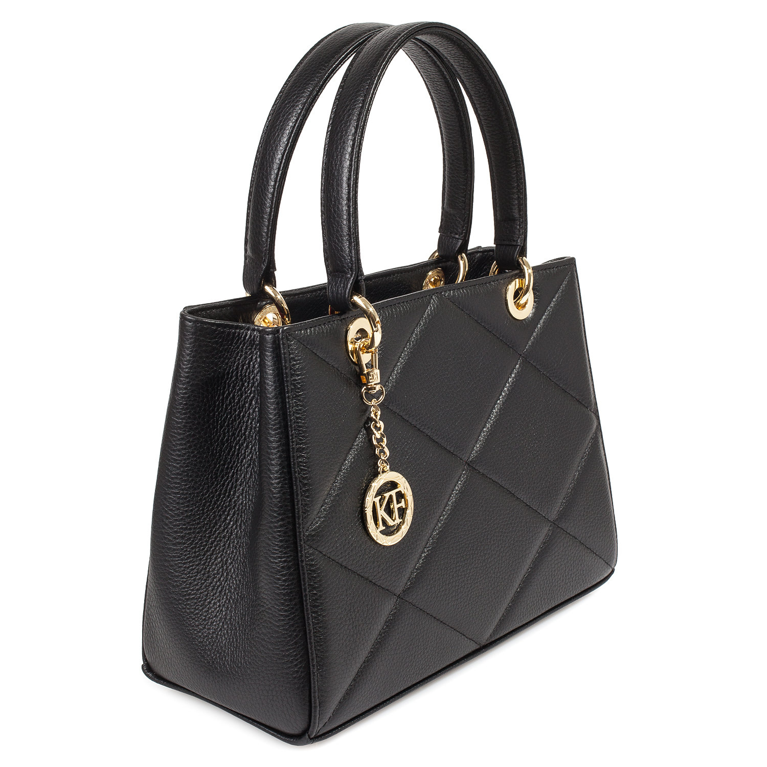 Leather Top Handle Bag, Black Leather Handbag Top Handle, Women's Leather Bag KF-4482 - Image 3