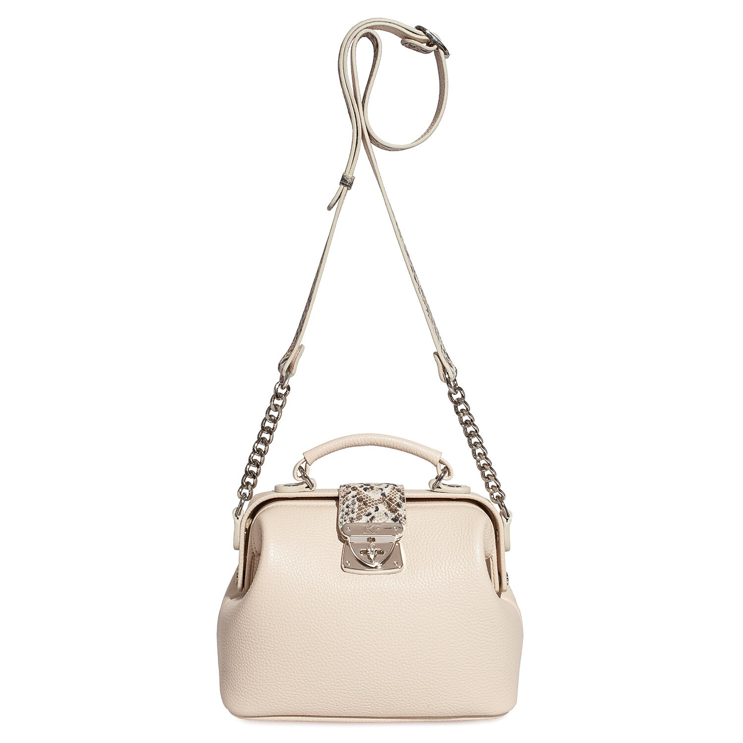 Leather doctor bag for women, Light beige Leather Shoulder Bag, Women's Leather doctor bag, Leather bag KF-4178 - Image 4