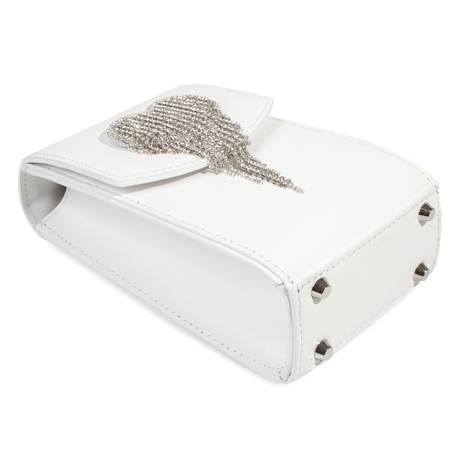 Leather Party Bag, White Party Purse, Black Leather Shoulder Bag, Women's Leather Crossbody Bag, Leather bag KF-4813 - Image 4