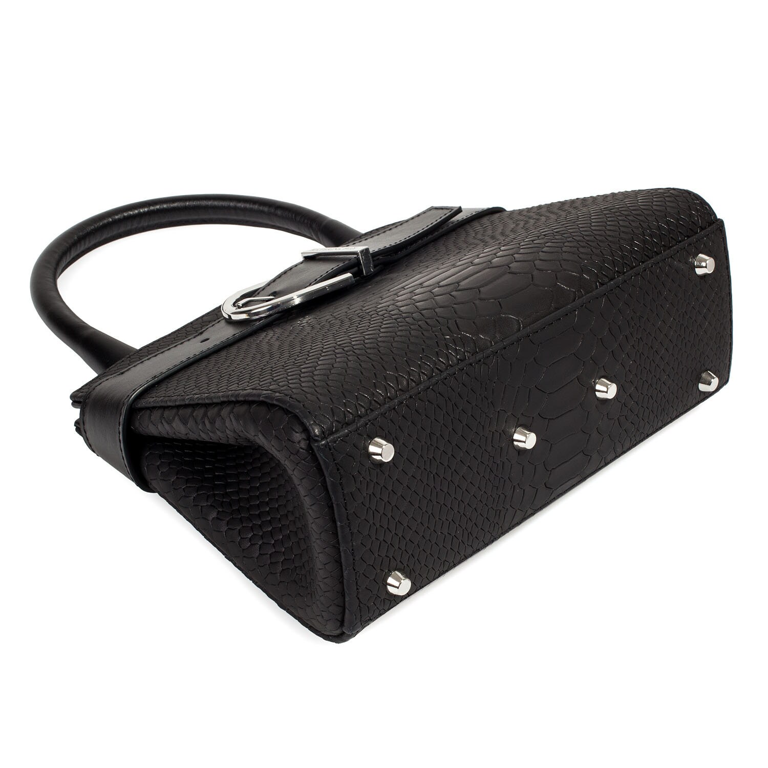 Leather Top Handle Bag, Black Leather Handbag Top Handle, Women's Leather Bag KF-4987 - Image 3