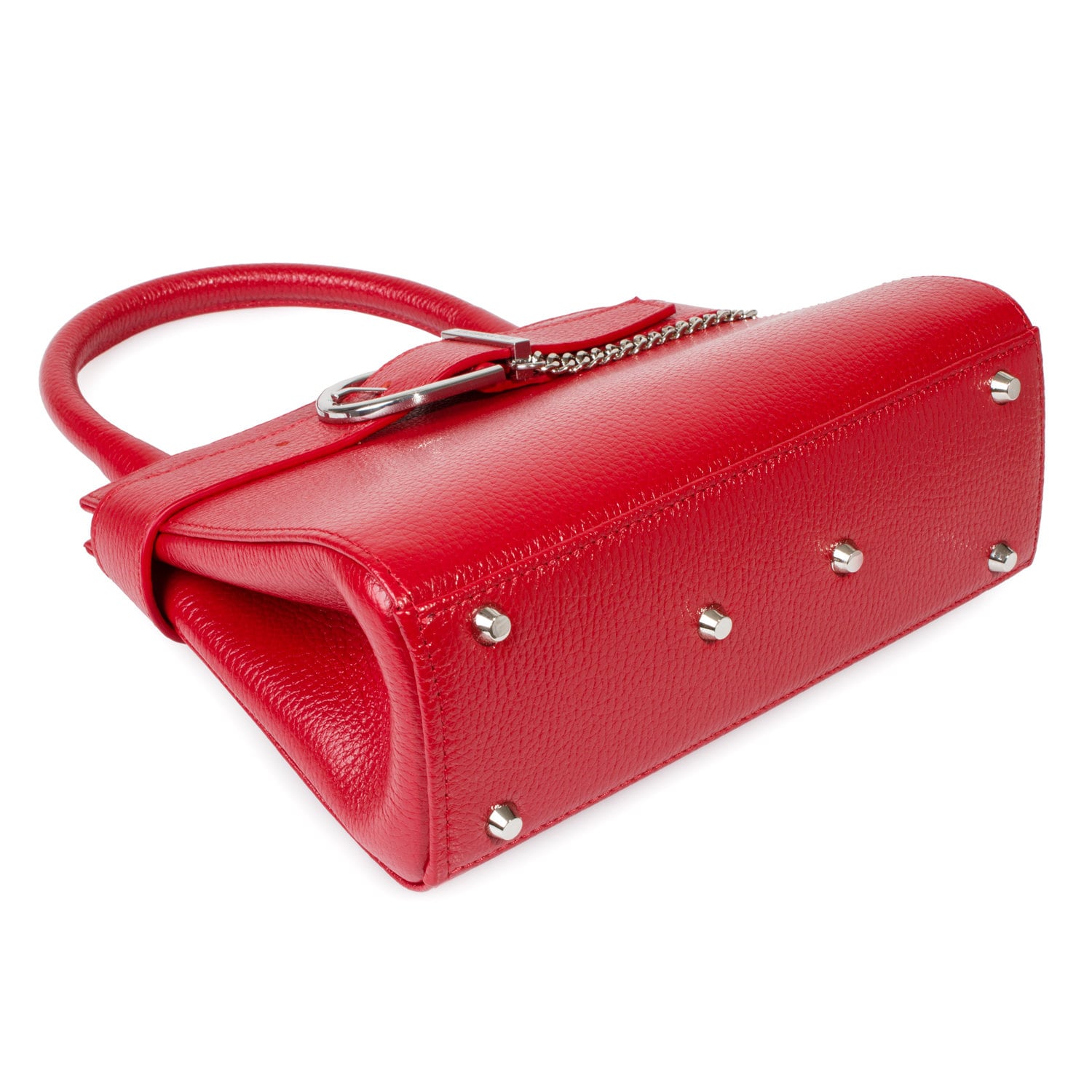 Leather Top Handle Bag, Red Leather Handbag Top Handle, Women's Leather Bag KF-4963 - Image 4