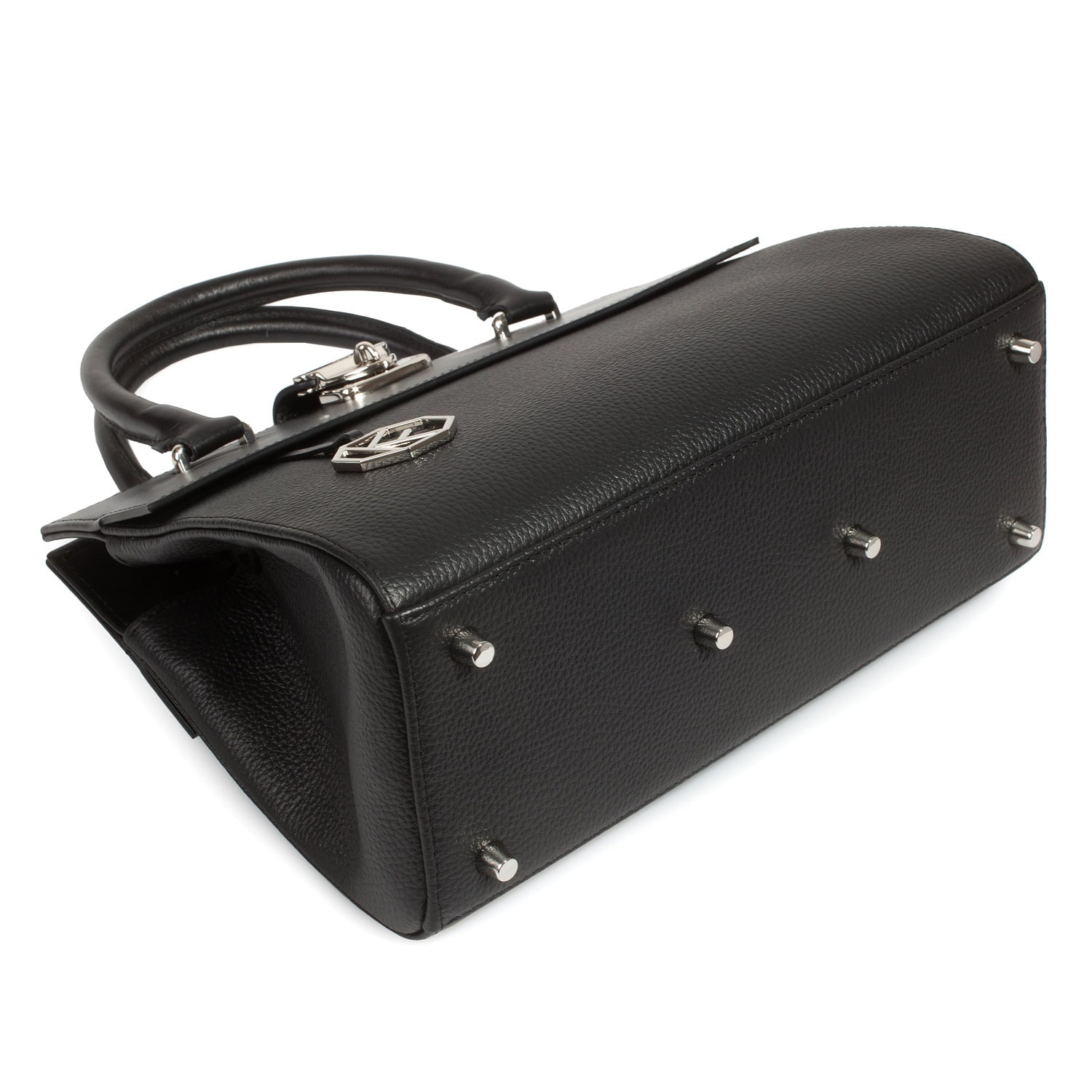 Leather Top Handle Bag, Black Leather Handbag Top Handle, Women's Leather Bag KF-4910 - Image 4