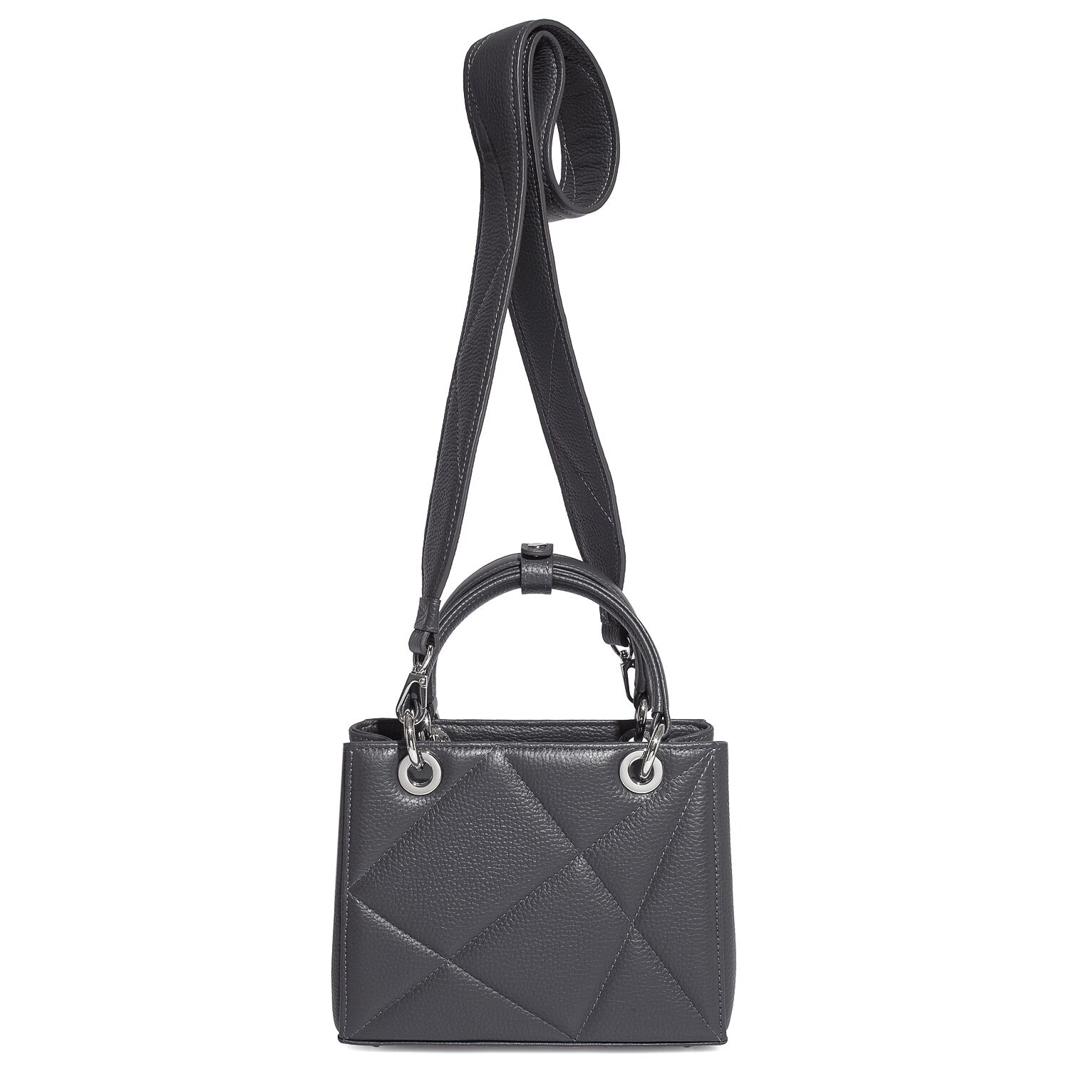 Leather Top Handle Bag, Dark Grey Leather Handbag Top Handle, Women's Leather Bag KF-4695 - Image 3
