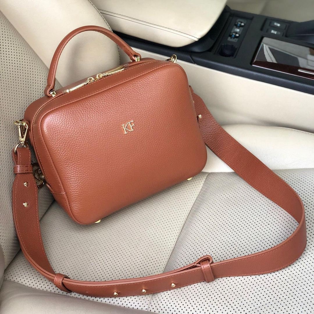Leather Cross body Bag, Ginger Leather Shoulder Bag, Women's Leather Crossbody Bag, Leather bag KF-4637 - Image 2