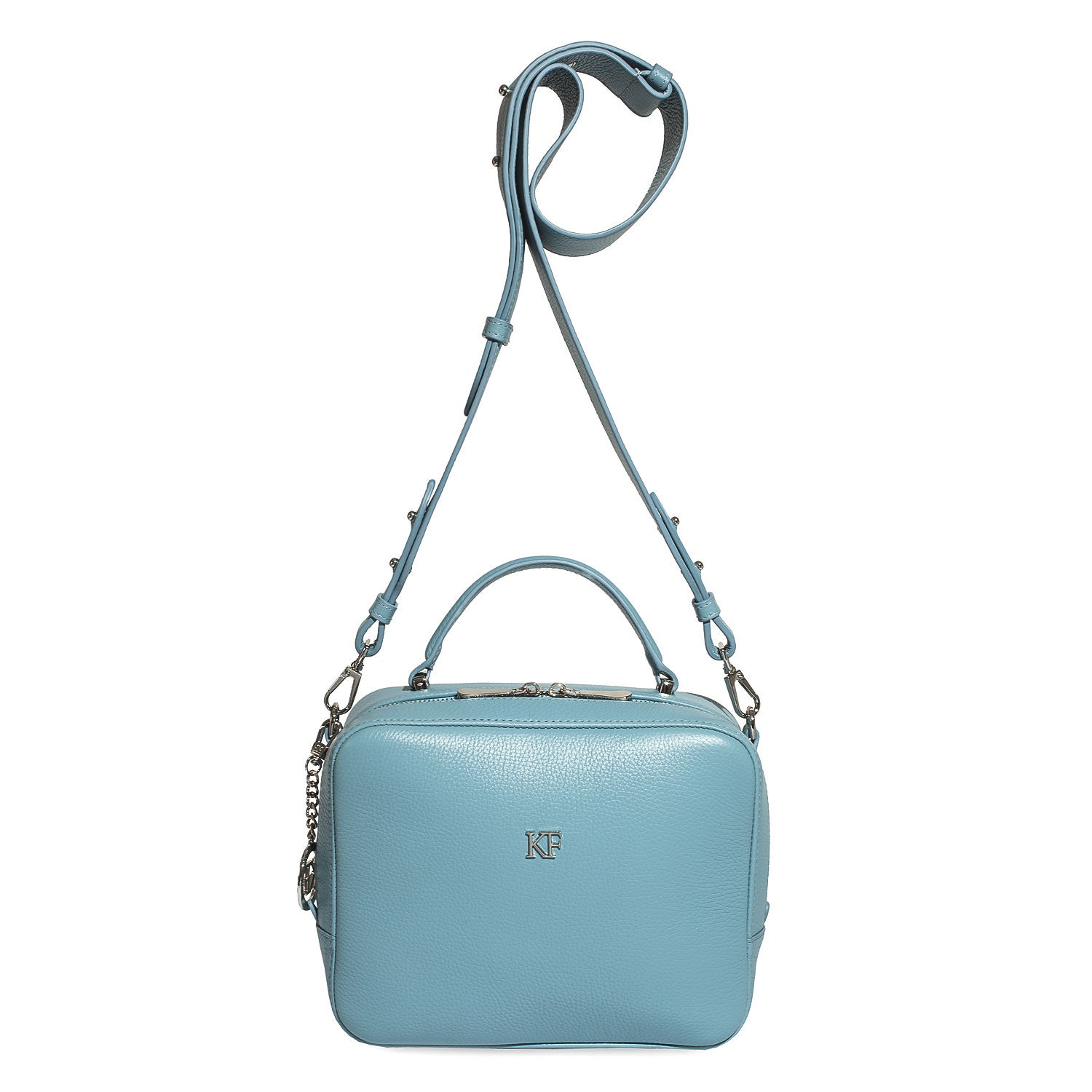 Leather Cross body Bag, Blue Leather Shoulder Bag, Women's Leather Crossbody Bag, Leather bag KF-4826 - Image 3