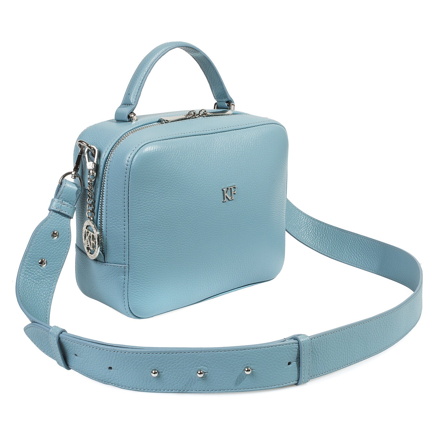 Leather Cross body Bag, Blue Leather Shoulder Bag, Women's Leather Crossbody Bag, Leather bag KF-4826 - Image 2