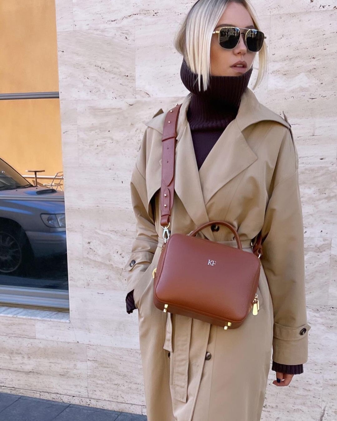 Leather Cross body Bag, Ginger Leather Shoulder Bag, Women's Leather Crossbody Bag, Leather bag KF-4637