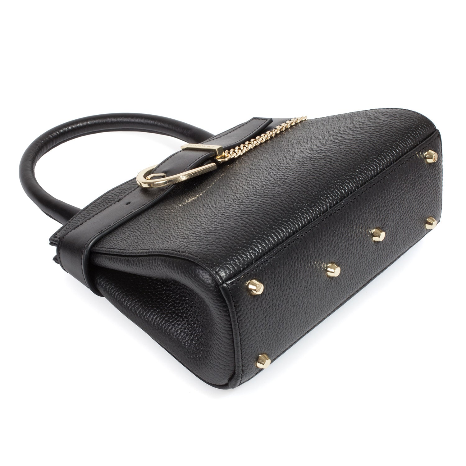Leather Top Handle Bag, Black Leather Handbag Top Handle, Women's Leather Bag KF-4925 - Image 3