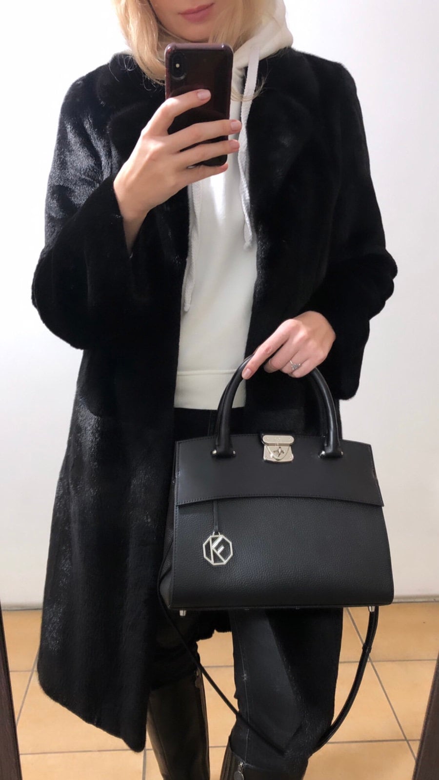 Leather Top Handle Bag, Brown Leather Handbag Top Handle, Women's Leather Bag KF-4934 - Image 6