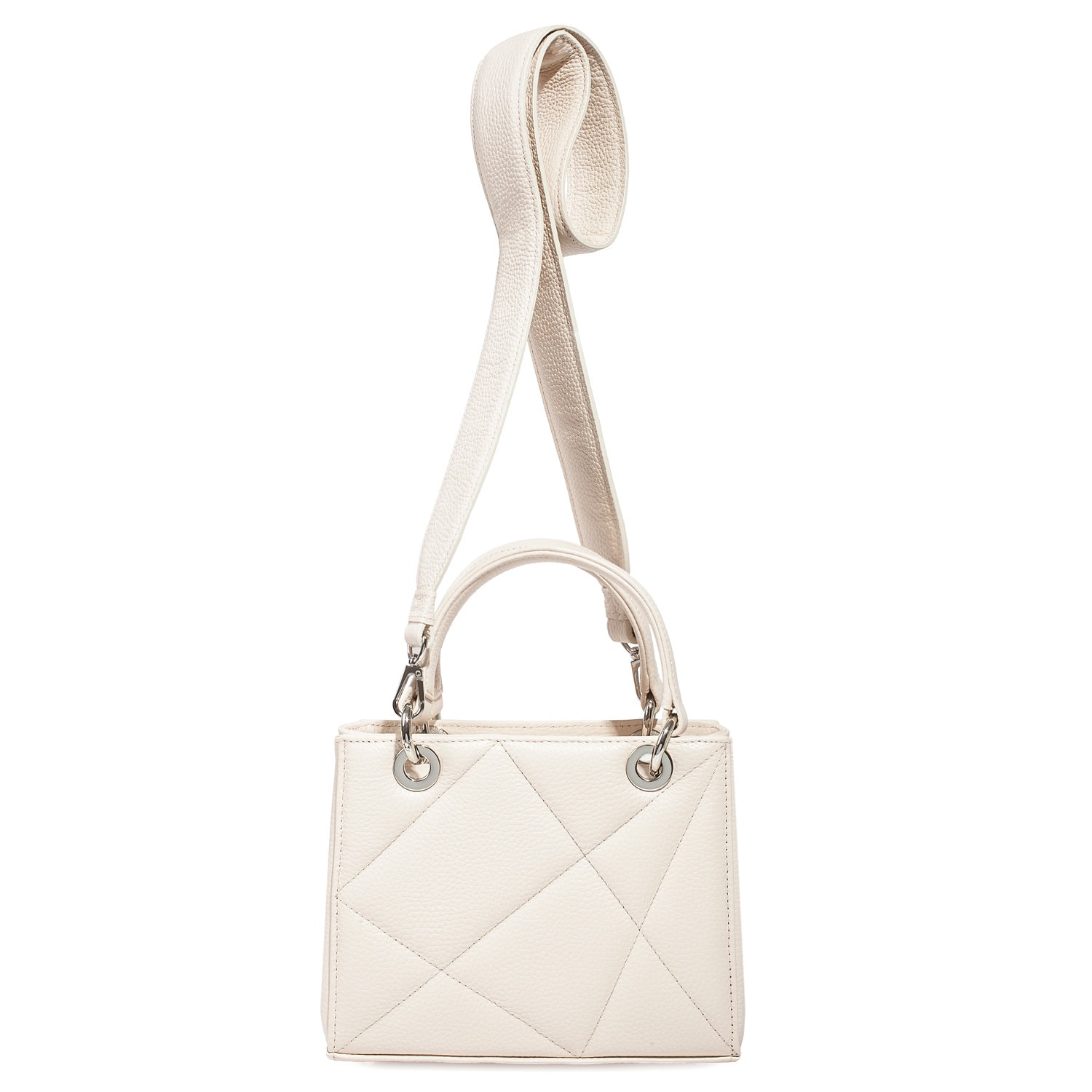 Leather Top Handle Bag, Cream Leather Handbag Top Handle, Women's Leather Bag KF-4892 - Image 4