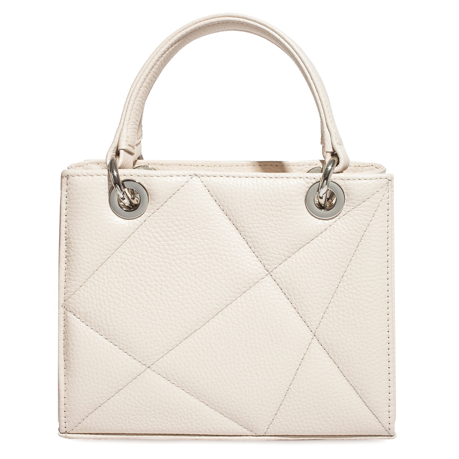 Leather Top Handle Bag, Cream Leather Handbag Top Handle, Women's Leather Bag KF-4892 - Image 5