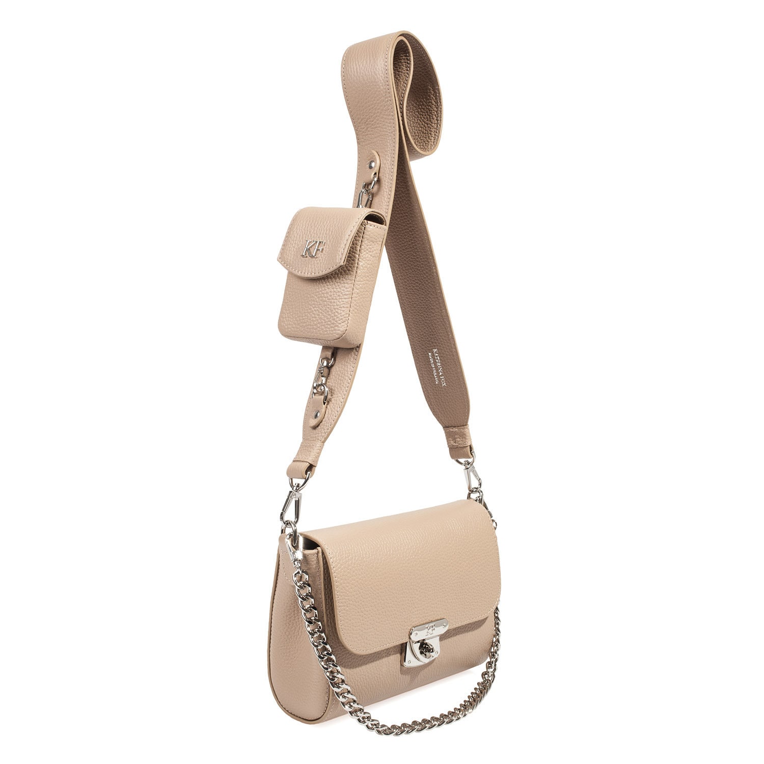 Leather Crossbody Bag, Beige Leather Shoulder Bag, Women's Leather Cross body Bag, Leather bag KF-4231 - Image 4